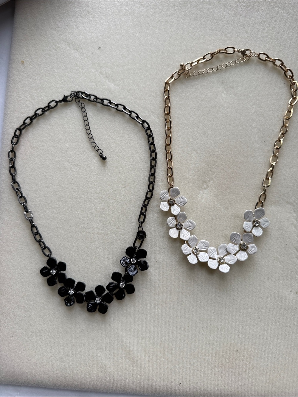 2 Floral Statement Necklace - Black and White Options| 17”